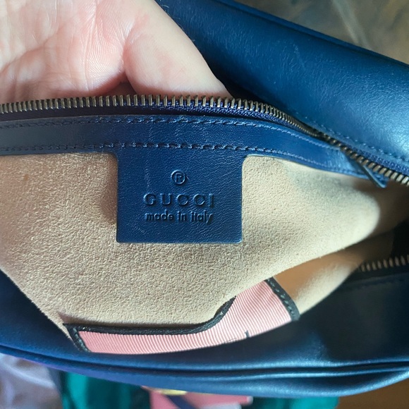 TRADED😍Gucci Rare GG Marking ghost Crossbody Chain Leather Bag Navy - Picture 13 of 14
